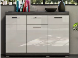 Komoda so šuplíkom Scout, 120 cm, šedý dub/biely lesk