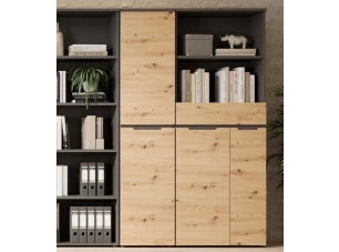 Univerzálna skriňa s regálom Memphis, 75 cm, dub artisan/grafit