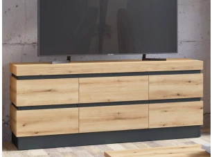 TV skrinka Corte, dub coast/tmavo šedá