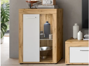 Stojacia/závesná vitrína Jana, 60 cm, dub wotan/biela