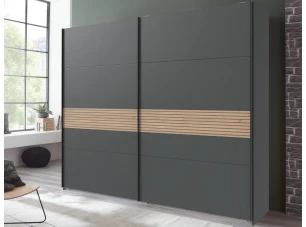 Šatníková skriňa Rotterdam, 225 cm, grafit/dub artisan