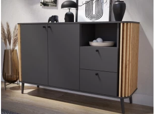 Skrinka so zásuvkami Pure, 138 cm, tmavo šedá/dub artisan