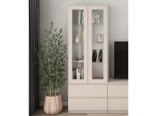 Vysoká vitrína Carlos, béžová kašmír, šírka 70 cm