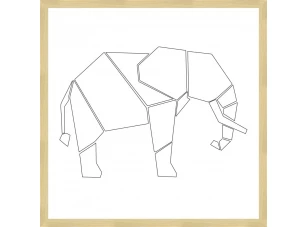 Rámovaný obraz Geometrický slon, 40x40 cm