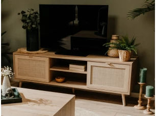 TV skrinka Bali, dub sonoma/výplet