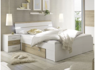 Posteľ s nočnými stolíkmi Kiara 180x200 cm, biela/dub baysen