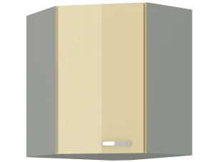 Horná rohová kuchynská skrinka Karmen 60/60 cm, sivá/krémová