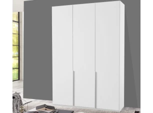 Šatníková skriňa New York D, 135 cm, biela / biely lesk