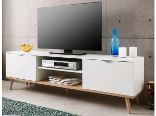 TV skrinka Göteborg, biela / dub sonoma