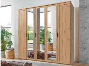 Šatníková skriňa Nadja, 225 cm, dub artisan/zrkadlo