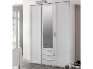 Šatníková skriňa Nadja, 135 cm, biela/zrkadlo
