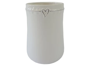 Váza so srdiečkom 23 cm, biela