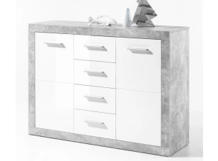 Komoda Stone 117 cm, betón/biela