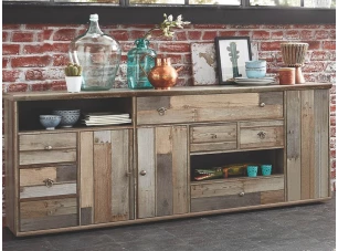 Široká úložná komoda Bonanza, vintage optika