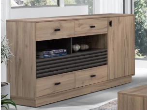 Široká komoda Almo, 155 cm, dub estana/antracit