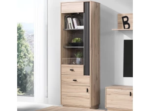 Vysoká vitrína Almo, dub estana/antracit