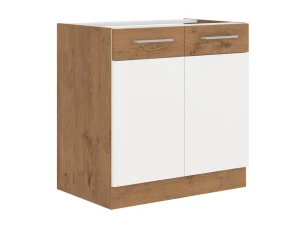 Kuchynská drezová skrinka Vigo, dub lancelot / biely lesk, šírka 80 cm