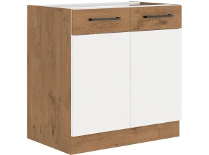 Kuchynská drezová skrinka Vigo, dub lancelot / biely lesk, šírka 80 cm