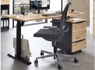 Písací stôl s elektrickým nastavením výšky Memphis, dub artisan/grafit