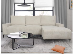 Rohová sedačka Aarnus, krémová štruktúrovaná látka