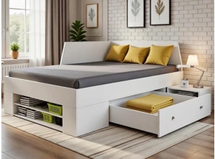 Úložná posteľ so zástenou Junior 120x200 cm, biela