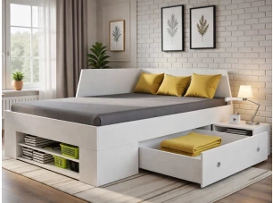 Úložná posteľ so zástenou Junior 120x200 cm, biela