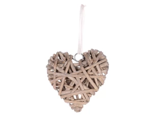 Závesná dekorácia Prútené srdce, šedá
