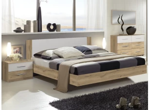 Posteľ s nočnými stolíkmi Nora 180x200 cm, doskový dub/biela