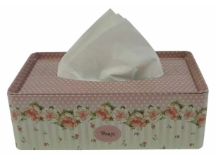 Box na vreckovky plechový, kvetinový motív