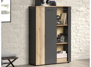 Presklená skrinka Esteban, antracit/dub evoke