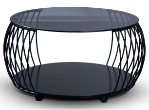 Okrúhly konferenčný stolík Shanghai, 80 cm, čierny/sivý
