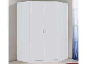 Rohová šatníková skriňa Case, biela