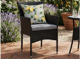 Zahradné kreslo Alford, čierne, s podsedákom