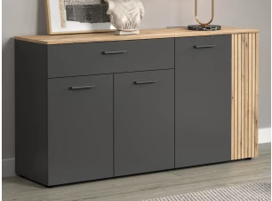 Komoda so zásuvkou Esteban 150 cm, antracit/dub evoke