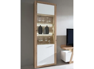 Vysoká vitrína Selma, ľavá, dub artisan / biela