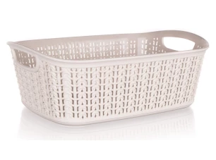 Úložný košík 3 l, krémový, ratanový vzhľad
