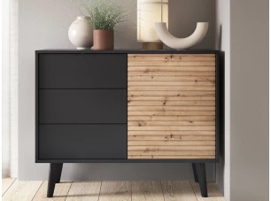 Skrinka so  zásuvkami Willow, čierna/dub artisan