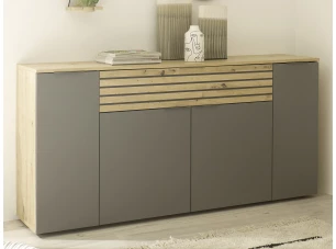 Široká komoda Milan, dub artisan/šedá