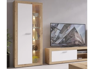 Vitrína Brilon, 78 cm, dub artisan/biela