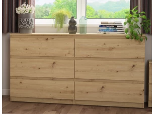 Široká komoda Carlos, dub artisan, 150 cm