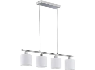 Závesné stropné osvetlenie Tommy, 4 svietidlá, nikel/biela látka