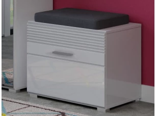 Predsieňová lavica s botníkom Linus, biela lesk