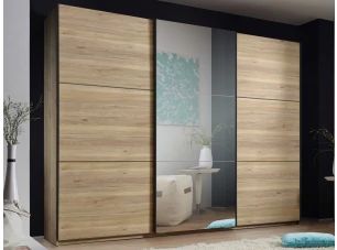 Šatníková skriňa so zrkadlom Bravo, 270 cm, dub mauvella