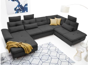 Sedacia súprava Madeira 3A, tmavá sivá látka, tvar pravé U