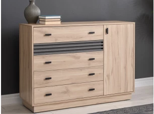 Komoda so šuplíkmi Ancona, 135 cm, dub estana/antracit