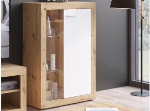 Nízka vitrína Brilon, 78 cm, dub artisan/biela