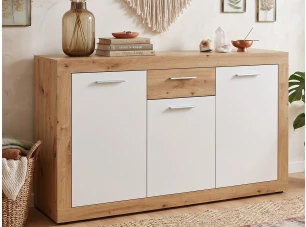 Komoda Brilon, 135 cm, dub artisan/biela