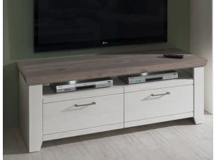 TV skrinka Cruz, bielená pinia/šedý dub