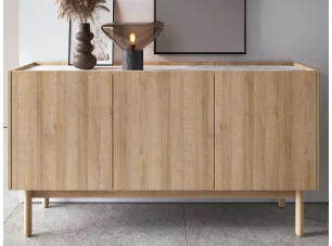 Vysoká komoda Boho, dub riviéra/biely mramor