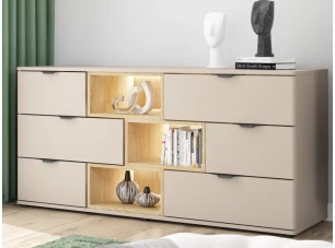 Komoda so zásuvkami Avola, 160 cm, béžová kašmír/dub cremona